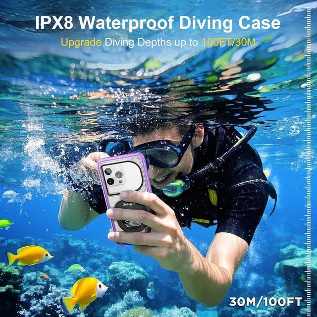 Alt view image 2 of 7 - BONAEVER Waterproof Phone Case, Underwater Phone Case for Snorkeling, Universal IPX8 Diving Case with Lanyard Up to 6.9" for Phone 16/15/14/13/12 Pro Max, Galaxy S25/S24/S23/S22/Google/Moto Purple