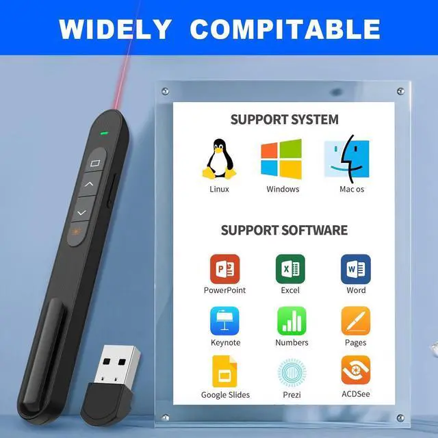 Alt view image 3 of 6 - BONAEVER Presentation Clicker for PowerPoint, RF 2.4GHz USB Wireless Presenter Remote with Volume Control, PowerPoint Clicker Slide Advancer for Mac, Windows, Laptop, Keynote