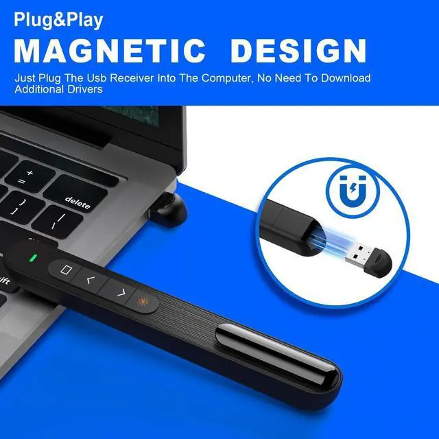 Alt view image 6 of 6 - BONAEVER Presentation Clicker for PowerPoint, RF 2.4GHz USB Wireless Presenter Remote with Volume Control, PowerPoint Clicker Slide Advancer for Mac, Windows, Laptop, Keynote