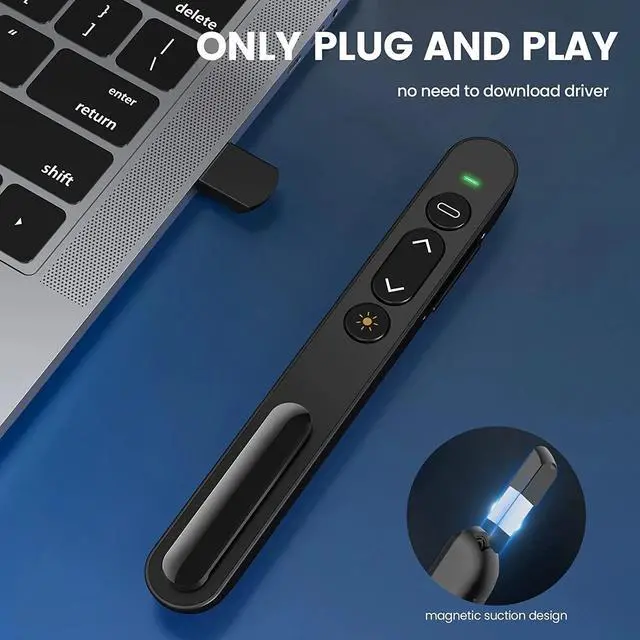 Alt view image 4 of 7 - BONAEVER 2.4GHz USB Wireless Presenter Remote Presentation Clicker,Volume Control PowerPoint Clicker with Red Pointer Long Range PPT Slide Advancer for Mac Laptop PC Computer