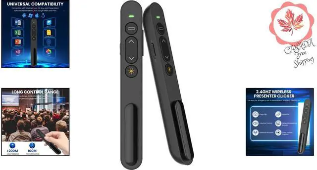 Alt view image 7 of 7 - BONAEVER 2.4GHz USB Wireless Presenter Remote Presentation Clicker,Volume Control PowerPoint Clicker with Red Pointer Long Range PPT Slide Advancer for Mac Laptop PC Computer