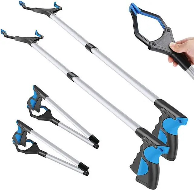 Main image of 2-Pack Grabber Reacher Tool, 32 Inch Extra Long Steel Foldable Pick Up Stick, 90° Rotating Anti-Slip Jaw, Trash Claw Grabber Tool, Hand Grabber for Reaching, Arm Extension for Elderly, Garden Nab