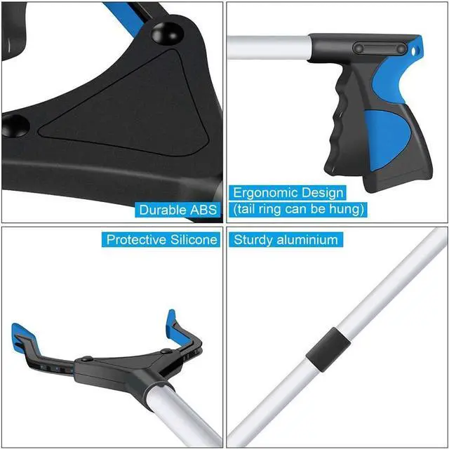 Alt view image 4 of 6 - 2-Pack Grabber Reacher Tool, 32 Inch Extra Long Steel Foldable Pick Up Stick, 90° Rotating Anti-Slip Jaw, Trash Claw Grabber Tool, Hand Grabber for Reaching, Arm Extension for Elderly, Garden Nab