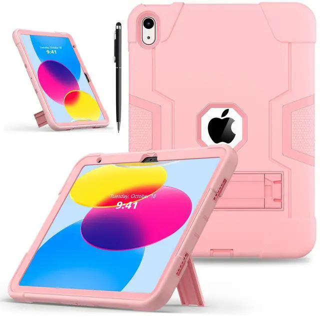 Main image of BONAEVER Case for iPad 11 inch (A16) 2025 / 10th Generation 10.9 inch 2022, iPad 11th / 10th Case with Pencil Holder Heavy Duty Rugged Protective Cover with Kickstand Stylus Pen Rose Gold