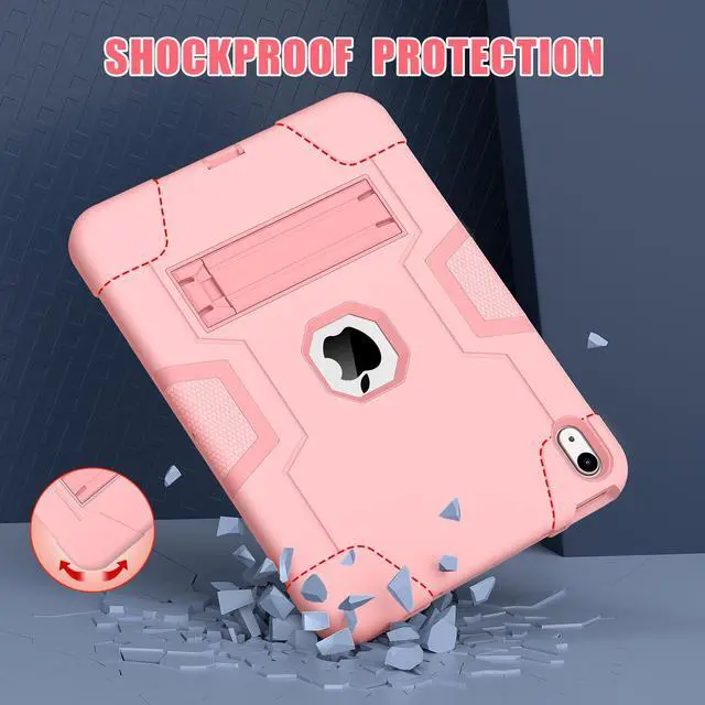 Alt view image 3 of 7 - BONAEVER Case for iPad 11 inch (A16) 2025 / 10th Generation 10.9 inch 2022, iPad 11th / 10th Case with Pencil Holder Heavy Duty Rugged Protective Cover with Kickstand Stylus Pen Rose Gold