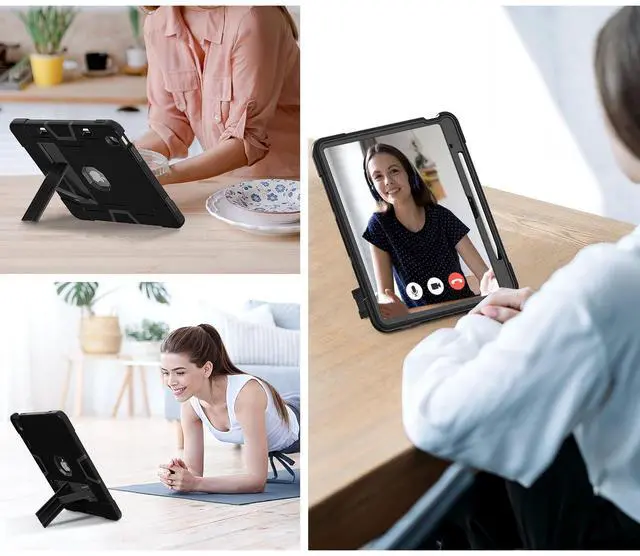 Alt view image 7 of 7 - BONAEVER Case for iPad Air 13 Inch M3 2025 / M2 2024 with Pencil Holder Heavy Duty Rugged Protective Cover with Kickstand Stylus