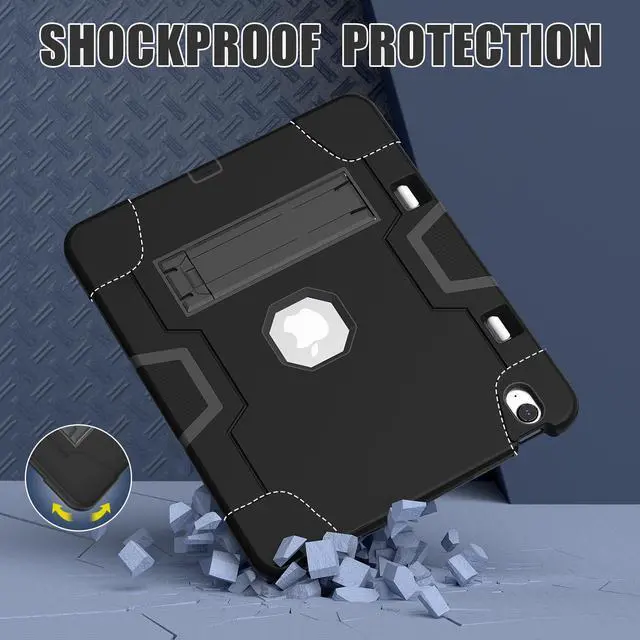 Alt view image 3 of 7 - BONAEVER Case for iPad Air 13 Inch M3 2025 / M2 2024 with Pencil Holder Heavy Duty Rugged Protective Cover with Kickstand Stylus