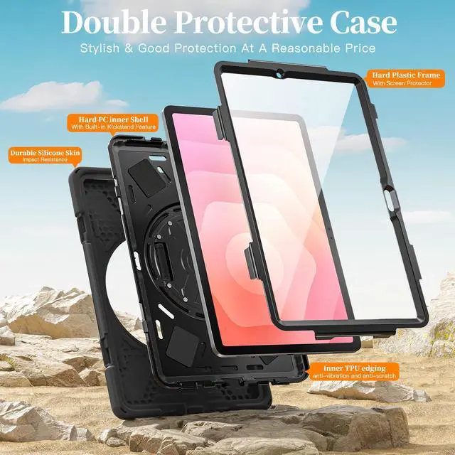 Alt view image 6 of 7 - BONAEVER Case for Samsung Galaxy Tab S11 11 Inch 2025 Model SM-X736/ SM-X730/ SM-X736B with Screen Protector Pencil Holder [360 Rotating Hand Strap] & Stand, ShockProof Protective Cover