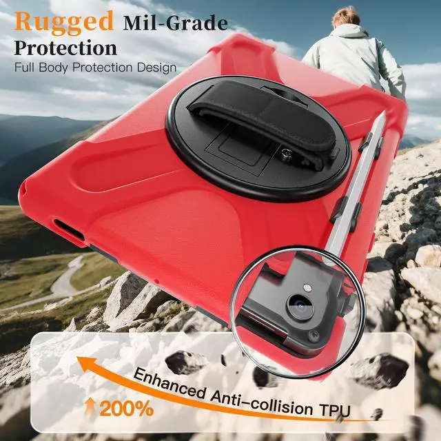 Alt view image 2 of 7 - BONAEVER Case for Samsung Galaxy Tab S11 11 Inch 2025 Model SM-X736/ SM-X730/ SM-X736B with Screen Protector Pencil Holder [360 Rotating Hand Strap] & Stand, ShockProof Protective Cover Red