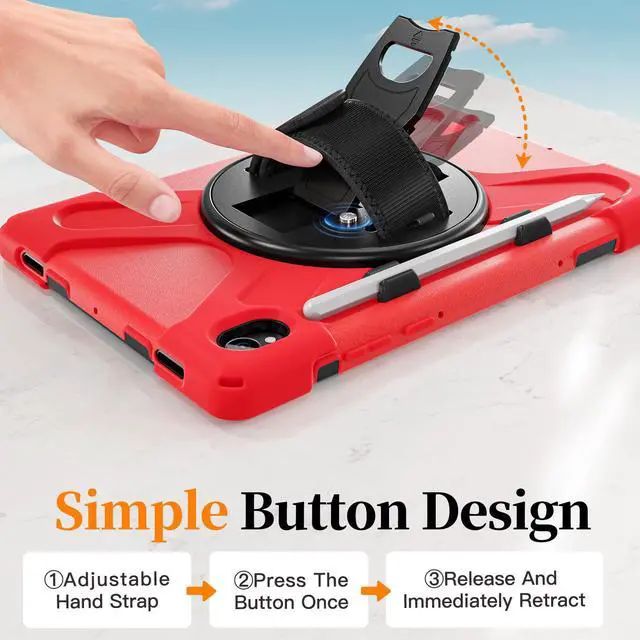 Alt view image 5 of 7 - BONAEVER Case for Samsung Galaxy Tab S11 11 Inch 2025 Model SM-X736/ SM-X730/ SM-X736B with Screen Protector Pencil Holder [360 Rotating Hand Strap] & Stand, ShockProof Protective Cover Red