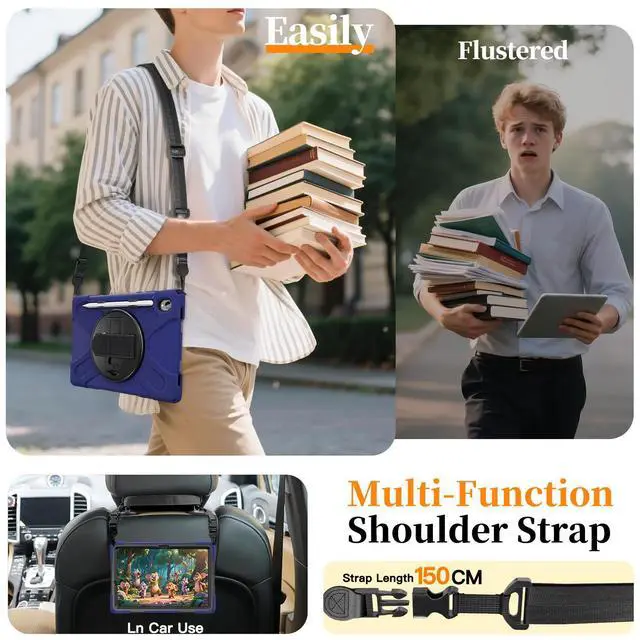 Alt view image 7 of 7 - BONAEVER Case for Samsung Galaxy Tab S11 11 Inch 2025 Model SM-X736/ SM-X730/ SM-X736B with Screen Protector Pencil Holder [360 Rotating Hand Strap] & Stand, ShockProof Protective Cover Navy Blue