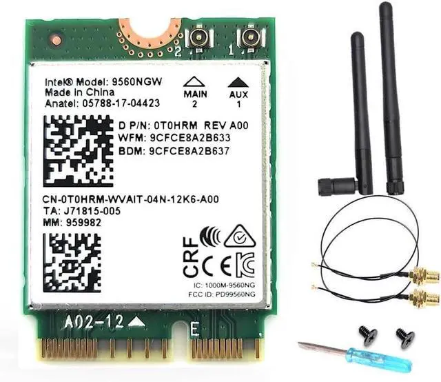 Main image of BONAEVER For Intel AC 9560 WiFi 5 Wireless Adapter, 802.11ac, Dual Band, 1.73 Gbps, Bluetooth 5.1, M.2 CNVio Interface