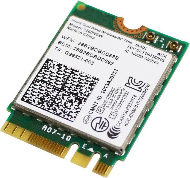 Alt view image 7 of 7 - BONAEVER Intel 7260NGW Wireless WiFi Card for Laptop, M.2 WiFi Module Dual Band 2.4Ghz/5.8Ghz AC 1200Mbps Wireless Network Adapter with Bluetooth 4.0 Support Windows 10, Windows 8, Windows 7