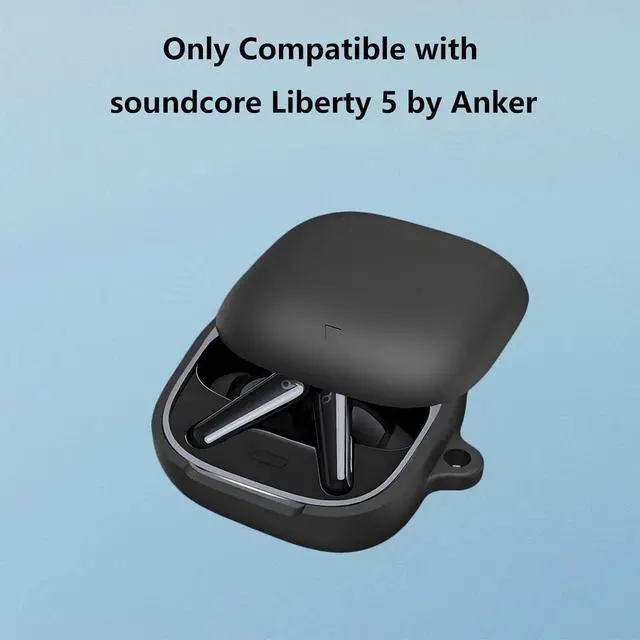Alt view image 4 of 6 - BONAEVER Case Cover Compatible with Soundcore Liberty 5 by Anker, Soft Silicone Soundcore Liberty 5 Earbuds Protective Case with Cleaner Kit with Carabiner Keychain Accessories