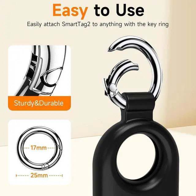 Alt view image 4 of 7 - BONAEVER for Samsung Galaxy SmartTag2 Case, 4 Pack Protective Silicone Case for Galaxy Smart Tag 2 with Key Ring for Keys, Wallet, Luggage, Pets