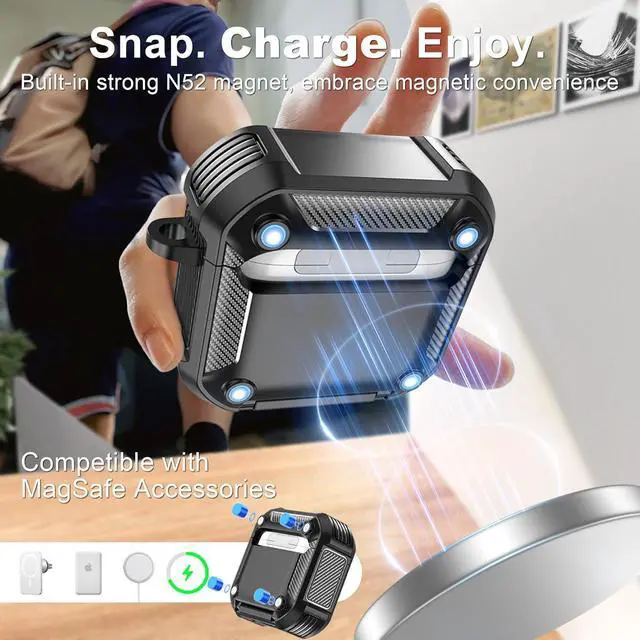 Alt view image 2 of 7 - BONAEVER for AirPods 4th Generation Case, Compatible with AirPods 4 Case (2024), Military-Grade Drop Protection, Comes with Cleaning Kit, Comes with Phone Holder Function