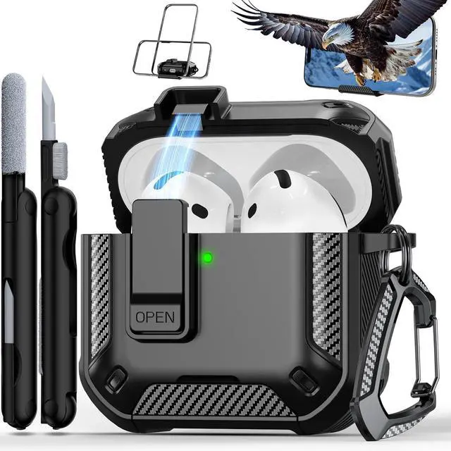 Main image of BONAEVER for AirPods 4th Generation Case, Compatible with AirPods 4 Case (2024), Military-Grade Drop Protection, Comes with Cleaning Kit, Comes with Phone Holder Function
