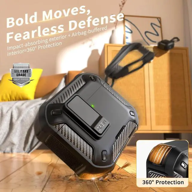 Alt view image 3 of 7 - BONAEVER for AirPods 4th Generation Case, Compatible with AirPods 4 Case (2024), Military-Grade Drop Protection, Comes with Cleaning Kit, Comes with Phone Holder Function