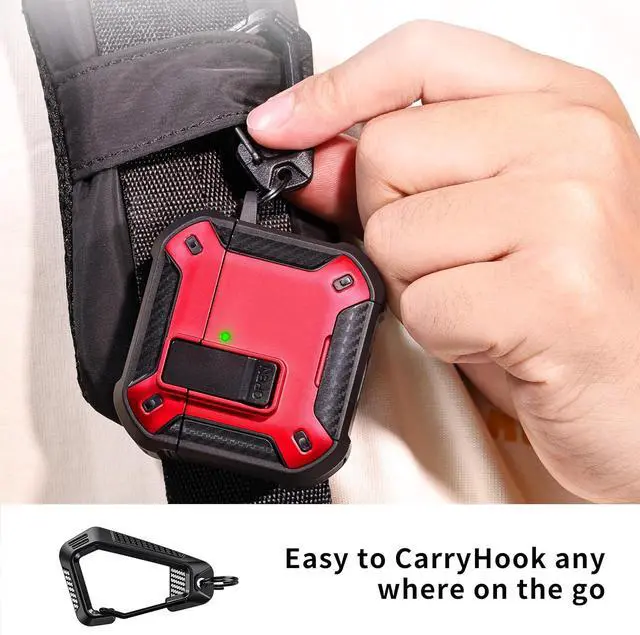 Alt view image 2 of 6 - BONAEVER for AirPods 4th Generation Case, Compatible with AirPods 4 Case (2024), Military-Grade Drop Protection, Comes with Cleaning Kit, Comes with Phone Holder Function Red