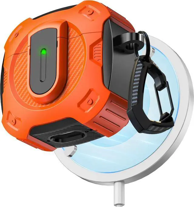 Main image of BONAEVER Case for AirPods 4th Generation 2024 Compatible with AirPods 4 Generation, with Locking Feature, Military Grade Drop Protection, Works with MagSafe Orange