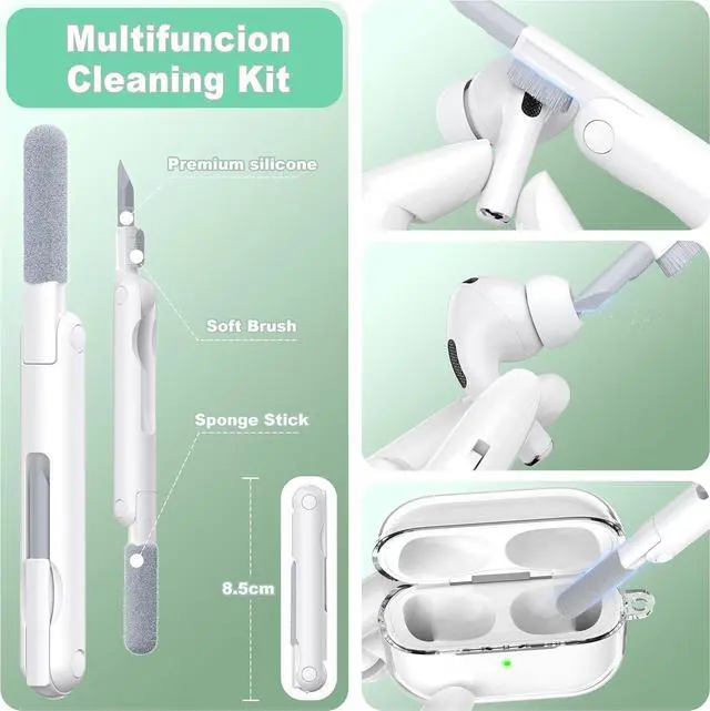 Alt view image 6 of 6 - BONAEVER for AirPods Pro 3 Clear Case 2025, Military-Grade Shockproof, Soft TPU Highly Transparent Anti-Yellowing for AirPods Pro 3 Case with Cleaning Kit & Cute Round Buckle