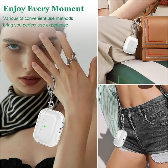 Alt view image 2 of 6 - BONAEVER for AirPods Pro 3 Clear Case 2025, Military-Grade Shockproof, Soft TPU Highly Transparent Anti-Yellowing for AirPods Pro 3 Case with Cleaning Kit & Cute Round Buckle