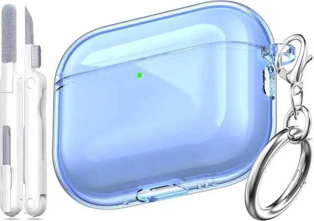 Main image of BONAEVER for AirPods Pro 3 Clear Case 2025, Military-Grade Shockproof, Soft TPU Highly Transparent Anti-Yellowing for AirPods Pro 3 Case with Cleaning Kit & Cute Round Buckle Blue