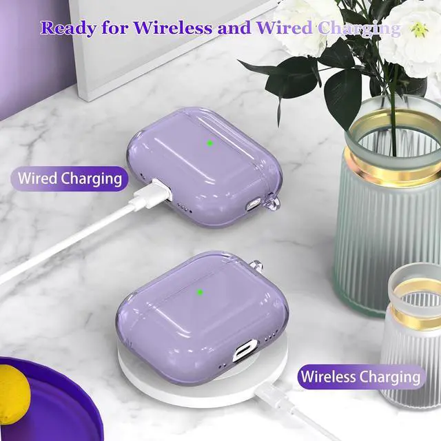 Alt view image 4 of 6 - BONAEVER for AirPods Pro 3 Clear Case 2025, Military-Grade Shockproof, Soft TPU Highly Transparent Anti-Yellowing for AirPods Pro 3 Case with Cleaning Kit & Cute Round Buckle Purple