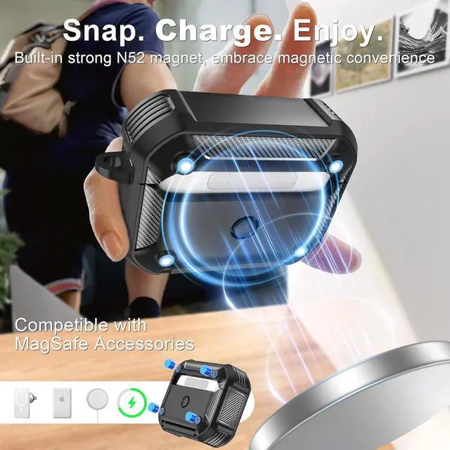 Alt view image 4 of 6 - BONAEVER Case for AirPods Pro 3rd Generation with Phone Holder Compatible with Back Magnetic Suction Function Suitable for AirPods Pro 3 Protective Case