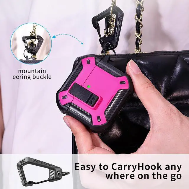 Alt view image 6 of 6 - BONAEVER Case for AirPods Pro 3rd Generation with Phone Holder Compatible with Back Magnetic Suction Function Suitable for AirPods Pro 3 Protective Case Rose Red