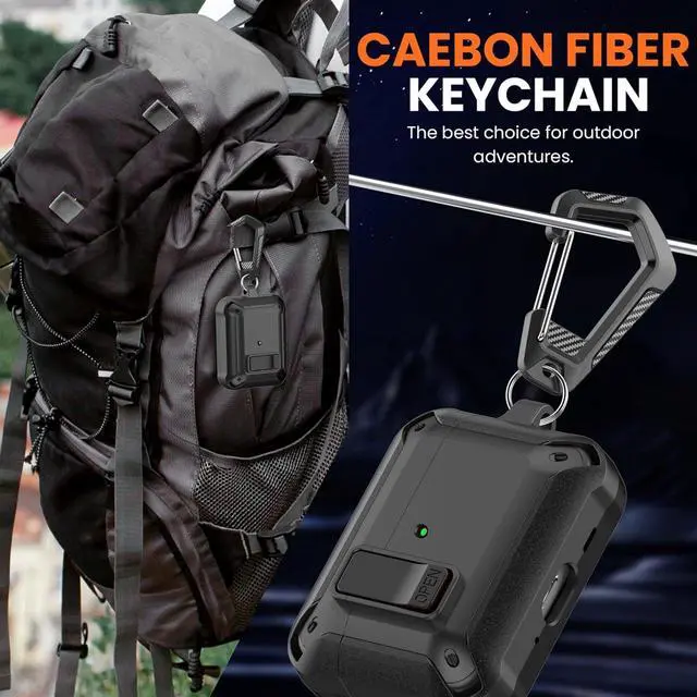 Alt view image 7 of 7 - BONAEVER Compatible with AirPods Pro 3 Case Lock 2025, Shockproof AirPods iPod Pro 3rd Generation Protective Case Cover for Men Women with Cleaning Kit & Carabiner