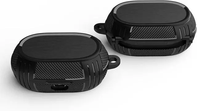 Alt view image 2 of 7 - BONAEVER Case for Jabra Elite 75t / Elite Active 75t Ear Buds, Carbon Fiber Texture Protective Case Cover, TPU Military Shell Case with Keychain for Women Men