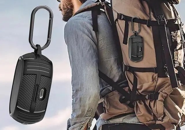 Alt view image 7 of 7 - BONAEVER Case for Jabra Elite 75t / Elite Active 75t Ear Buds, Carbon Fiber Texture Protective Case Cover, TPU Military Shell Case with Keychain for Women Men