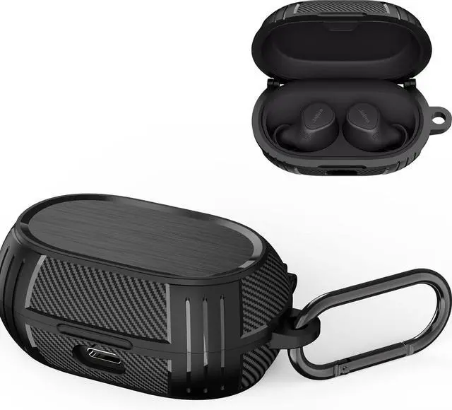 Main image of BONAEVER Case for Elite 7 Pro, Carbon Fiber Texture Protective Case Cover for Jabra Elite 7 Pro/Elite 7 Active Ear Buds, TPU Military Shell Case with Keychain for Women Men