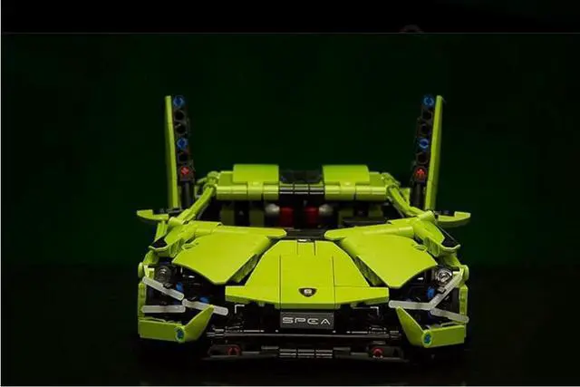 Alt view image 2 of 7 - Green Sports Car Building Blocks Kit, Gift for Adults and Kids (1,280 Pieces)