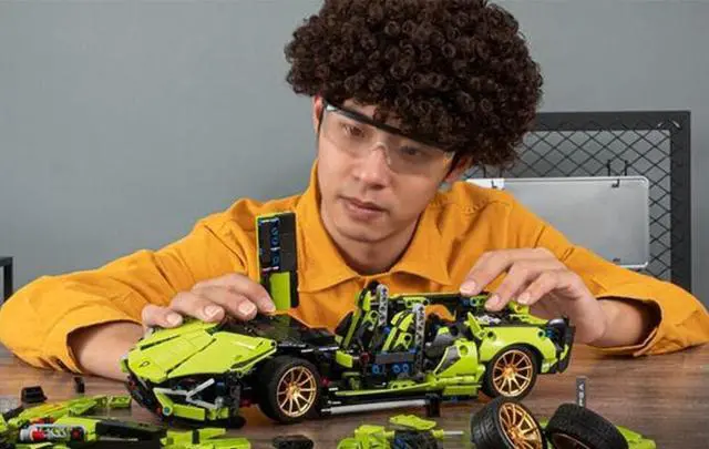 Alt view image 7 of 7 - Green Sports Car Building Blocks Kit, Gift for Adults and Kids (1,280 Pieces)