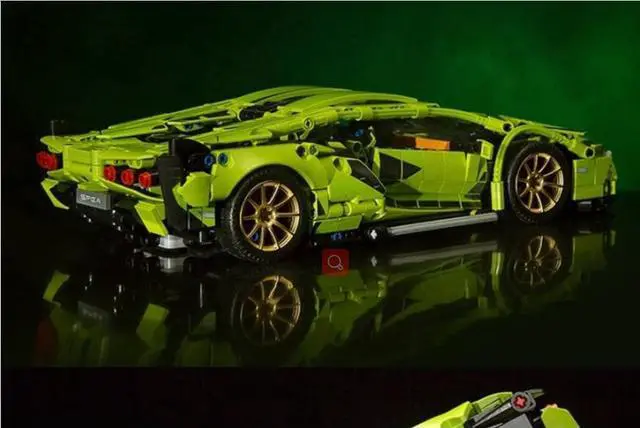 Main image of Green Sports Car Building Blocks Kit, Gift for Adults and Kids (1,280 Pieces)