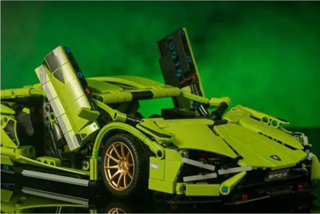 Alt view image 3 of 7 - Green Sports Car Building Blocks Kit, Gift for Adults and Kids (1,280 Pieces)