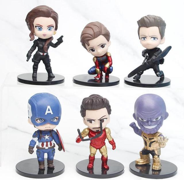 6PCS Marvel Avengers Superhero Mini Figure Cake Topper Toy Doll