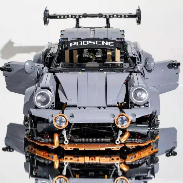 Alt view image 3 of 7 - 1:10 Scale Porsche 964 Performance Race Car Building Blocks 2435PCS Gray