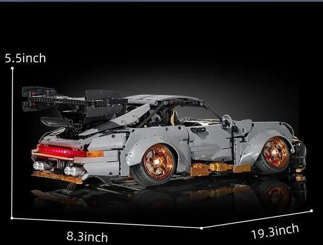 Alt view image 7 of 7 - 1:10 Scale Porsche 964 Performance Race Car Building Blocks 2435PCS Gray