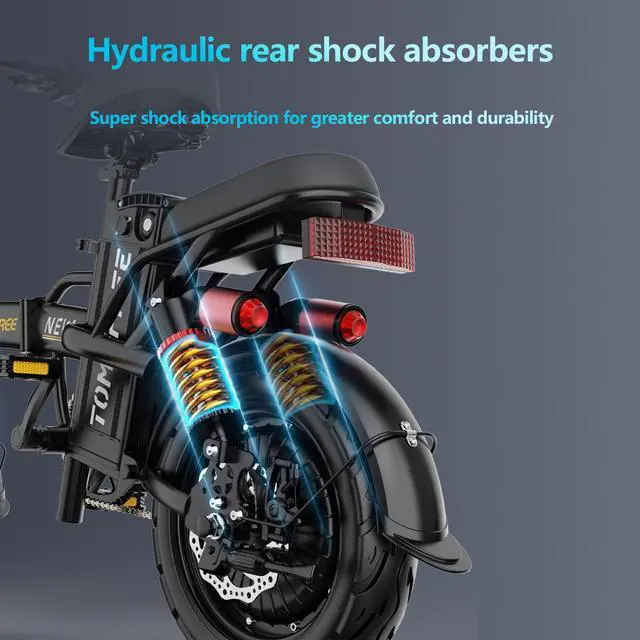 Alt view image 6 of 7 - TOMOFREE S1 PRO 14'' Electric Folding Bike Bicycle Peak 800W 48V 20AH Removable Battery 21.5MPH PAS 40Miles Max load 180 lbs