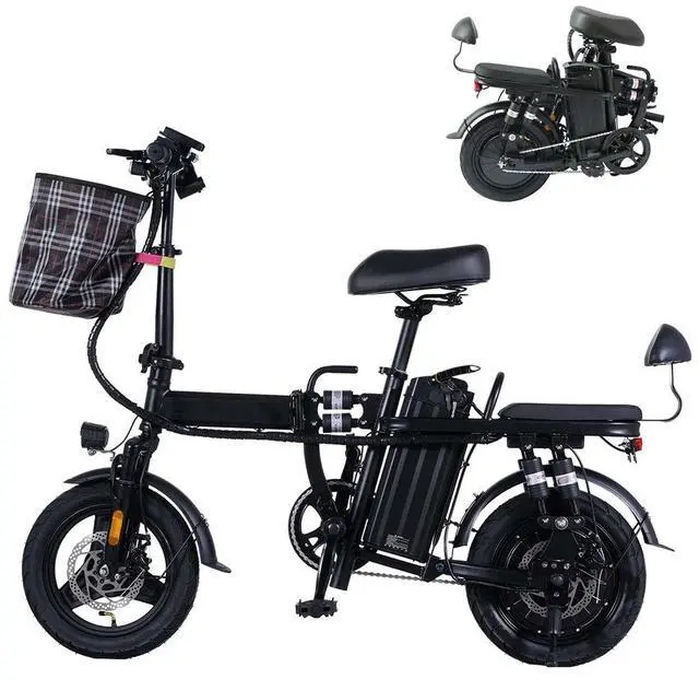 Main image of A9 14'' Electric Folding Bike Bicycle 500W Brushless Motor 48V 15AH Li-ion Removable Battery 20mph Black