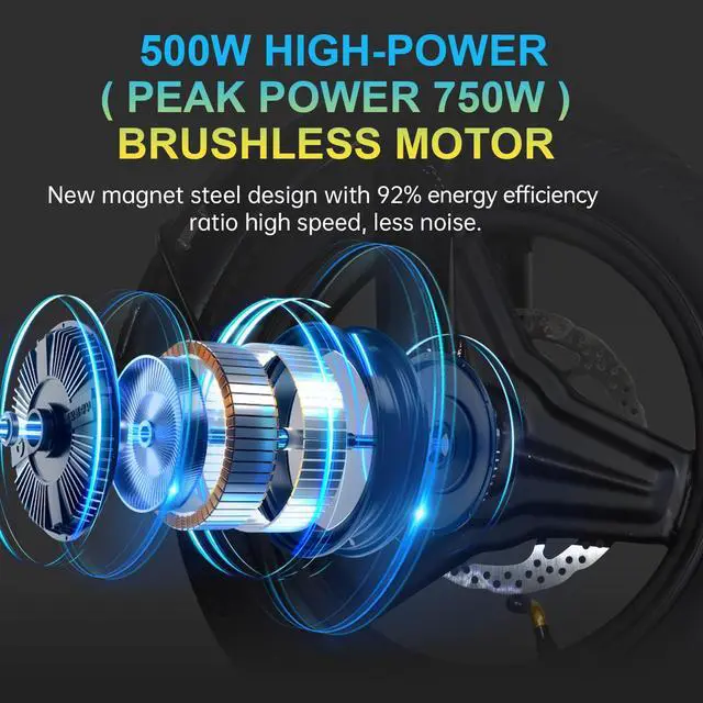 Alt view image 2 of 7 - A9 14'' Electric Folding Bike Bicycle Peak 750W Brushless Motor 48V 20AH Li-ion Battery 20mph Yellow