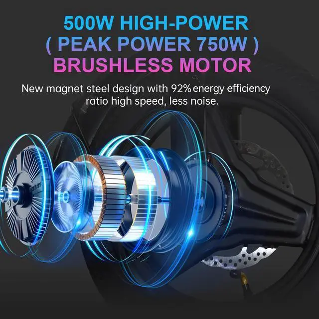 Alt view image 2 of 7 - A9 14'' Electric Folding Bike Bicycle Peak 750W Brushless Motor 48V 20AH Li-ion Removable Battery 20mph Pink