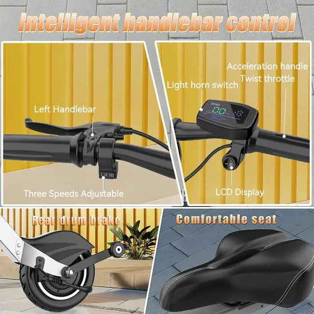 Alt view image 5 of 7 - Foldable Electric Commuter Scooter With 36V 7.5AH Battery, 250W Motor, 15Mph, 15 Miles, 10'' Tires