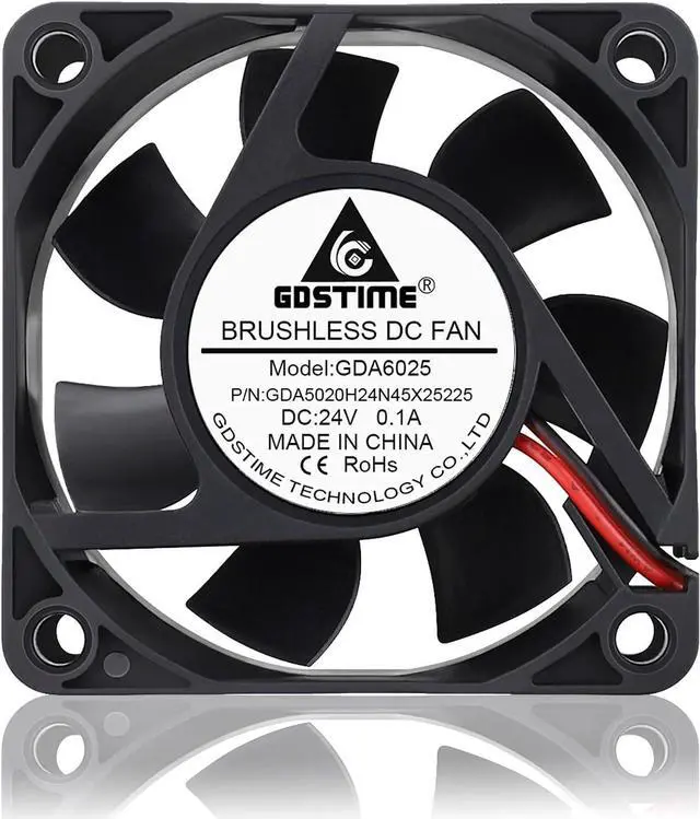 Alt view image 2 of 7 - GDSTIME 60mm x 60mm x 25mm 6cm 2 Wire Dc 24v Brushless Cooling Fan