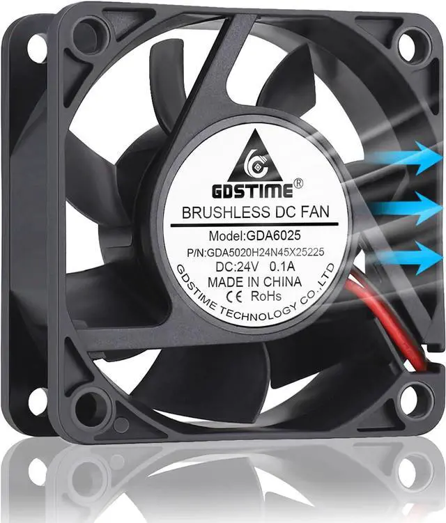 Alt view image 4 of 7 - GDSTIME 60mm x 60mm x 25mm 6cm 2 Wire Dc 24v Brushless Cooling Fan