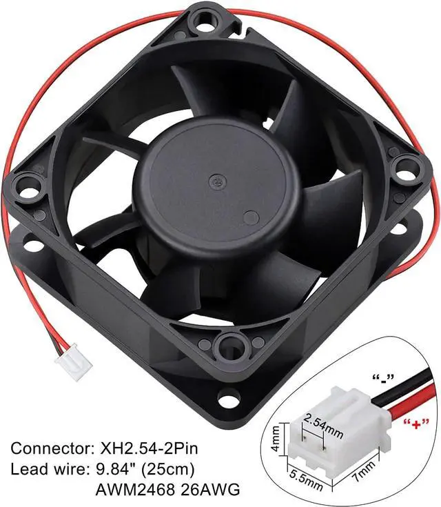 Alt view image 5 of 7 - GDSTIME 60mm x 60mm x 25mm 6cm 2 Wire Dc 24v Brushless Cooling Fan