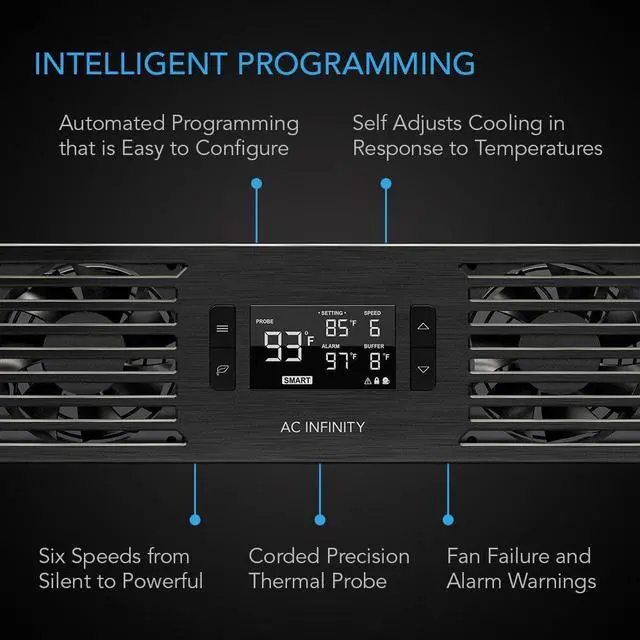 Alt view image 3 of 7 - AC Infinity CLOUDPLATE T7, Rack Mount Fan Panel 2U, Exhaust Airflow, for Cooling AV, Home Theater, Network 19 Racks